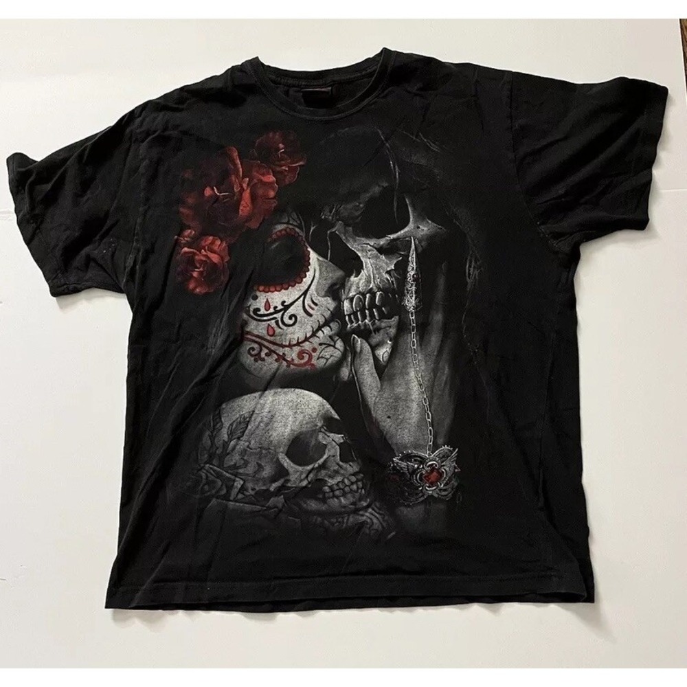VTG Spiral Direct Grim Reaper Horror T Shirt Sz X-Large Double Sided Big Graphic